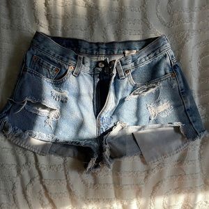 Vintage 505 Ripped Denim High Rise Levi Jean Shorts